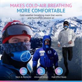 Airtrim Cold-Weather Breathing Mask for Athletes & Cold-Air-Sensitive Users — Warms & Humidifies Inhaled Air — Includes 1 Asthma/Sport + 1 Racing #1 Filter - Black