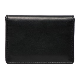 DiLoro Wallet Full Grain Black Nappa Leather Slim Small Bifold Travel Card Holder for Men and Women