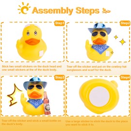 Mwmoeen Rubber Duck Car Ornament, Yellow Duck Car Dashboard Decorations Accessories with Mini Cowboy Hat Scarf Sunglasses and Cute Bottle, 6.5 cm