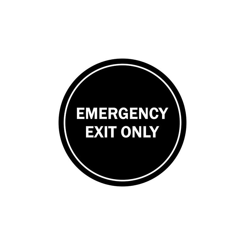 Signs ByLITA Circle Emergency Exit Only Sign (Black) - Small