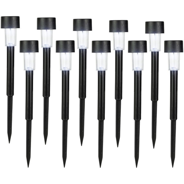 Northlight Set of 10 Black Solar Powered LED Pathway Markers,