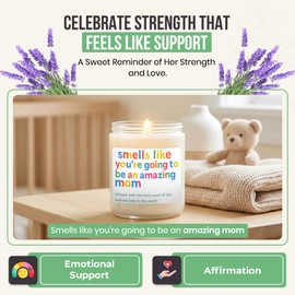 New Mom Gift – “Smells Like You’re Going to Be an Amazing Mom” – Soy Candle for Postpartum Self-Care & Baby Shower Gifts – Lavender Scented – Gift for First-Time Moms
