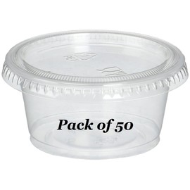 Reditainer - Plastic Disposable Portion Cups - Jello Shot Cup - The Perfect Souffle Cup (2 Ounce, Package of 50 Cups With Lids)