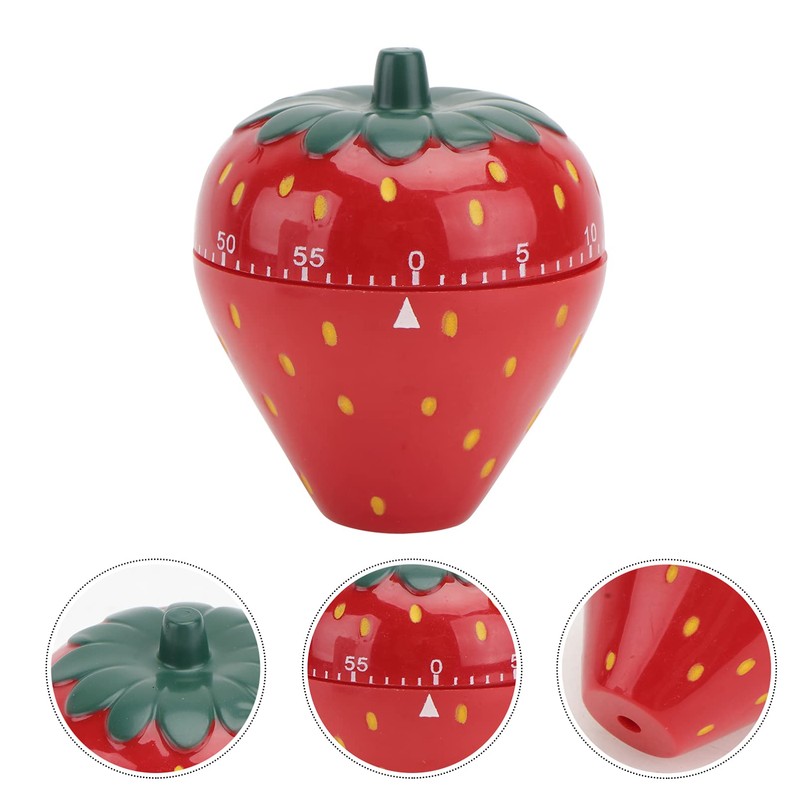 MAGICLULU 1Pc Strawberry Shaped Mechanical Timer Cute Decorative Kitchen Timer