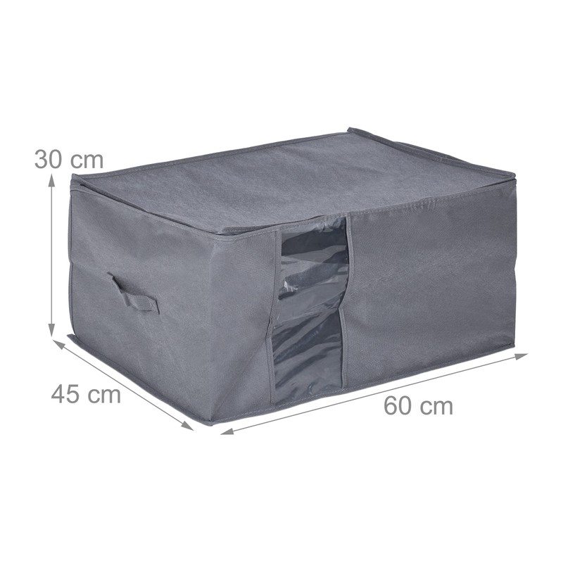 Relaxdays Zipped Storage Bag, Bedding and Clothes, Underbed Storage Bag,