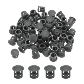sourcing map 64PCS 8mm(5/16") Dark Grey Plastic Hole Plugs, Flush Type Panel Hole Plugs Insert End Caps for Locking Hole Tubes Furniture Cabinet