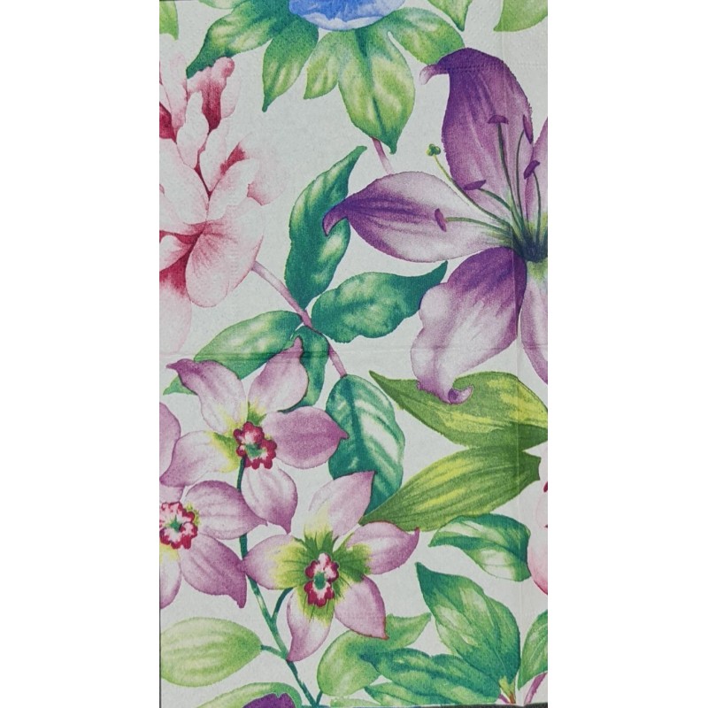 TWO Individual Napkins Spring Flower Orchid Peonies Lily Cocktail Decoupage