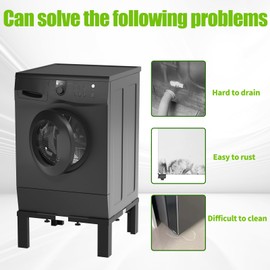 Chinchilla Heavy duty Stainless steel Laundry Pedestal ,12" Height Universal Washer and Dryer Pedestals, Adjustable Universal Washing machine stand and Fridge stand(Black)