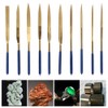 10Pcs Set 4x160mm Mini Titanium Plated Diamonds Needle File Kit