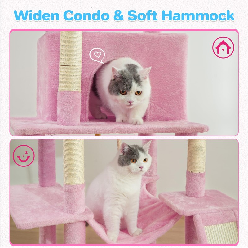 ABCPET Cat Tree Tower 63in Multi-Level Cat Tower for Indoor