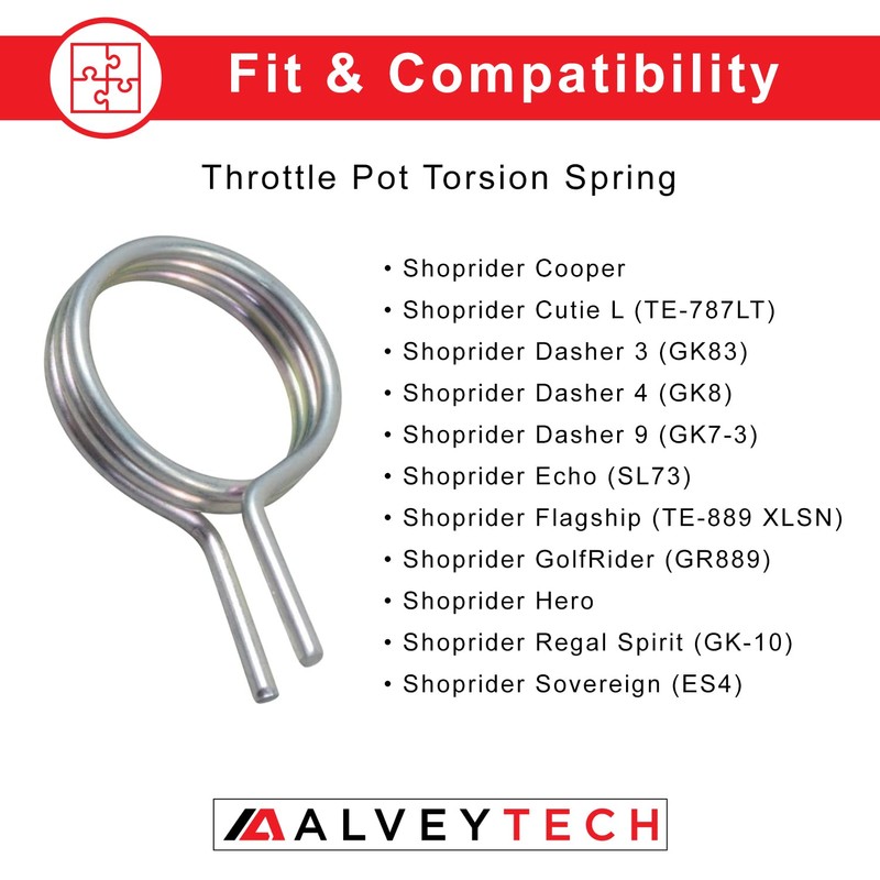 AlveyTech Universal Throttle Pot Torsion Spring for Mobility Scooters (Style