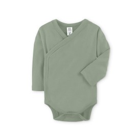 Colored Organics Baby Organic Cotton Kimono Bodysuit - Long Sleeve Infant Side Snap One Piece, Thyme Green, Newborn