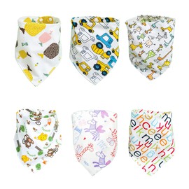 6 Pack Organic Cotton Double Layer Snap Triangle Scarf Newborn Baby Hiccup Cloth with Snap Multifunctional Baby Triangle Scarf