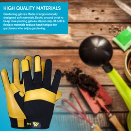 WFX Gardening Working Gloves Garden Thorn Proof Flexible Heavy Duty Leather Mechanic Utility Dexterity Breathable Construction Gloves for Work Mens Women (Medium)