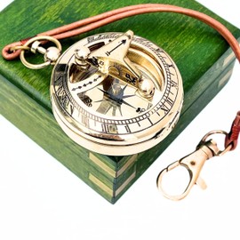 Nautical Marine Pirate Ship Replica Push Button Compass Navigation Functional Tool Home Decor Handmade Solid Brass Sundial Compass