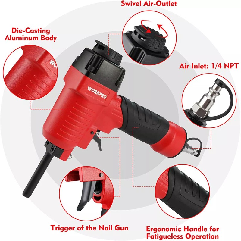 WORKPRO Pneumatic Nail Remover 60-100 PSI Denailer Removes 9-16 Gauge