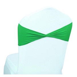 MDS Pack of 150 Spandex Chair Sashes Bows Elastic Stretch Dining Chair Bands Ties Without Slider Buckle Universal fits for Wedding Baby Shower Birthday Party Banquet Event Decoration - Light Green