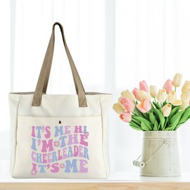 WCGXKO Cheerleader Gift Tote Bag - Large (32 cm x 34 cm) - Beige - Female Cheerleaders