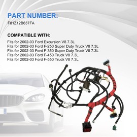 Daysyore Engine Wiring Harness F81Z12B637FA Fits for 2002-2003 F250 F350 7.3L V8 Power-Stroke Diesel Auto Engine Wiring Harness Parts