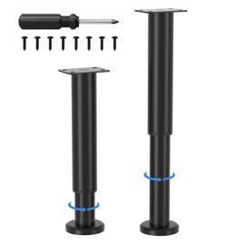 VETIN Pack of 2 Adjustable Furniture Feet, Height Adjustable 18-30 cm, Metal Black Furniture Legs, Furniture Legs for Cabinet, TV Cabinet, Bed, Sofa, Bedside, Chair, Bathroom Cabinet