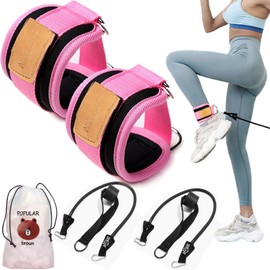 Grilletes para Tobillo Gym Mujer Con Doble D Argolla,Correas de Tobillo Gym Ajustable con 50 Libras Bandas de Resistencia y Anclajes de Puerta,Para Ejercicios de Piernas,Glúteos,Abdominales(1 Par)