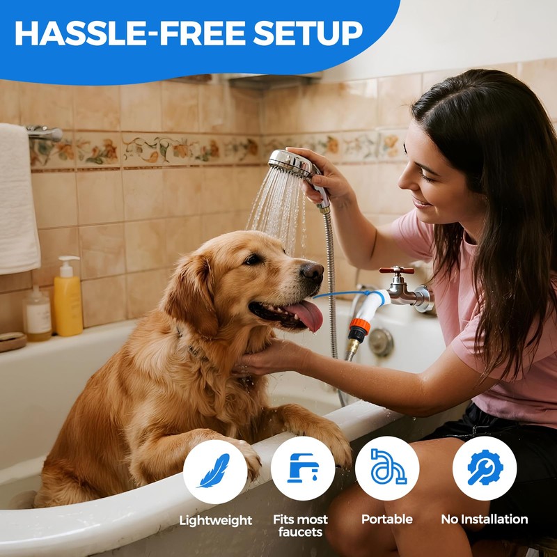 Sink Hose Attachment Hose:Portable Sink Hose Faucet Spraye Dog Shower,Stainless