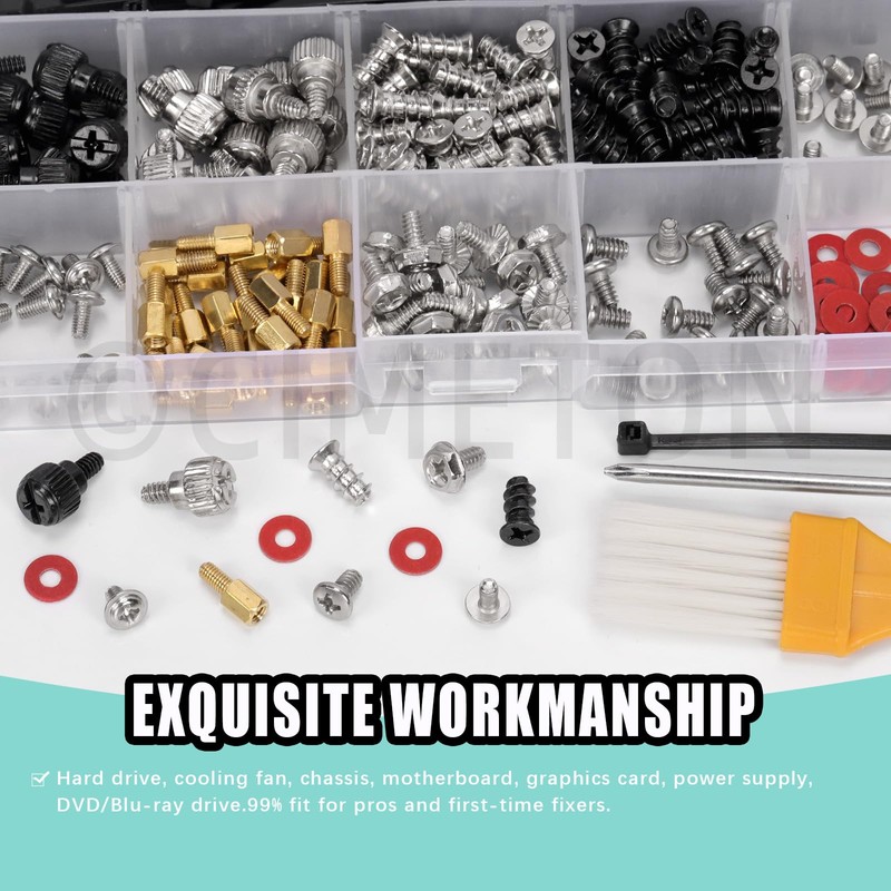 Cimeton 293Pcs Computer Screws Assortment Kit Motherboard Standoffs Screw Computer