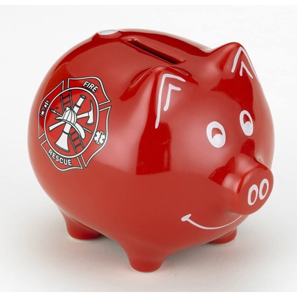 M. CORNELL IMPORTERS Red Fire Fighter Piggy Bank