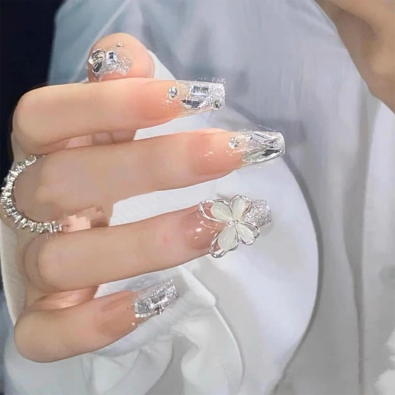 XUZOO 24 Pcs Nail Tips, 3D Nails, Short and Long,