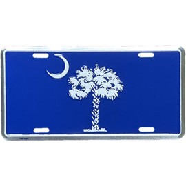 Hangtime South Carolina - Palmetto Moon 6 x 12 inch License Plate - Silver on Blue