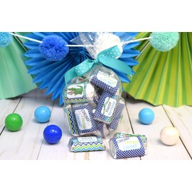 Snappy See You Later Alligator Birthday Party Mini Chocolate Candy Bar Sticker Wrappers for Boys, 45 1.4" x 2.6" Wrap Around Labels by AmandaCreation, Great for Party Favors