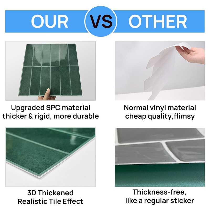 AdoDecor Peel and Stick Tile，New Upgrade Thicker Design Self Adhesive