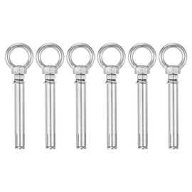 sourcing map Ring Lifting Expansion Eyebolt, 6pcs M6x80mm 304 Stainless Steel Expansion Screw with Eye Ring for Concrete Brick Wall