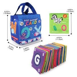 Jenilily Soft Alphabet Cards Baby Learning Toys, 26 Letters Animals Cloth Alphabet Flash Cards for 1 Year Old Infants & Toddlers with Storage Drawstring Bag