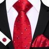 Barry.Wang Red Tie for Men Plaid Silk Necktie Pocket Square