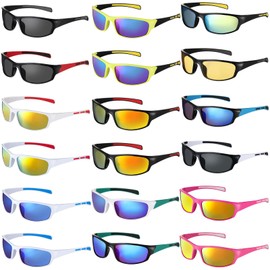 Leumoi 18 Pairs Sports Sunglasses Tactical Running Sunglasses Driving Shade Motorcycle Glasses for Men Women Youth(Bright Color)