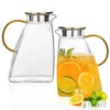 2-Pack Glass Pitcher with Lid 60OZ, Vertical Stripe Leakproof Water