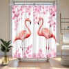 XHGMGS Pink Flamingo Shower Curtains for Bathroom Grey Leaf Pink