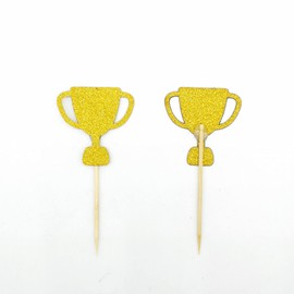 20PCS Gold Glitter Trophy Cups Cupcake Topper Champion's Birthday Party Decor