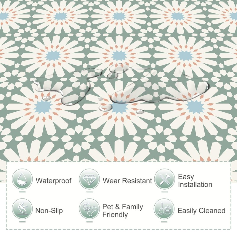 MORCART Peel and Stick Floor Tile - 20 PCS, 7.87"