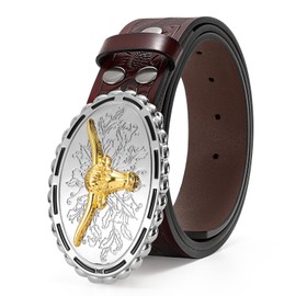 WERFORU Men's Western Faux Leather Belt with Removable Buckle