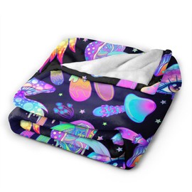 Hippie Mushroom Magic Blanket, Soft Blankets Flannel Bed Throw Cozy Lightweight Plush Gifts for Women Men Boys Girls Sofa Couch Bedroom Living Rooms Warm All Season, Home Decor, 60"x50"