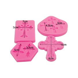 AMZTOART Set of 4 Cake Decorations Cross Mold Cupcake, Silicone Cross Molds for Chocolate Fondant Sugarcraft, Baptism Cake Toppers for Baptism Party Supplies (0053+0354+1042+1043)