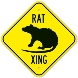 Sigo Signs Rat Crossing Sign, 12x12 Inches, Rust Free .040 Aluminum, Fade Resistant, Made in USA