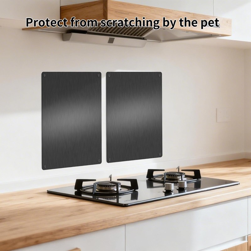 Stainless Steel Stove Backsplash, Kitchen Splatter Shield Black 12"x16"