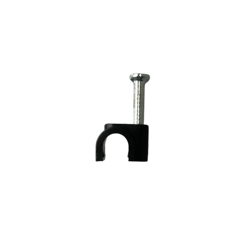 100 x 6mm Black Round Cable Clips with Nail Fixings