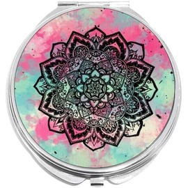 NewCharms Mandala Compact with Mirrors - Perfect Pocket and Purse Size Folding Mirror for Applying Make Up Anywhere