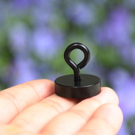 Neosmuk Magnetic Ring Hooks, 36 kg Heavy Duty Extra Strong Magnetic Hook with Eye Bolt for Cruise Cabin, Magnetic Eyelet Hanger for Hanging, Cruise Essentials Hooks (Black, Pack of 2)