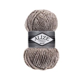 Alize SuperLana Maxi 25% Wool 75% Acrylic Each Skein 100 g 100 m, Lot of 4 Skeins - 803 Jaspe Milky Brown