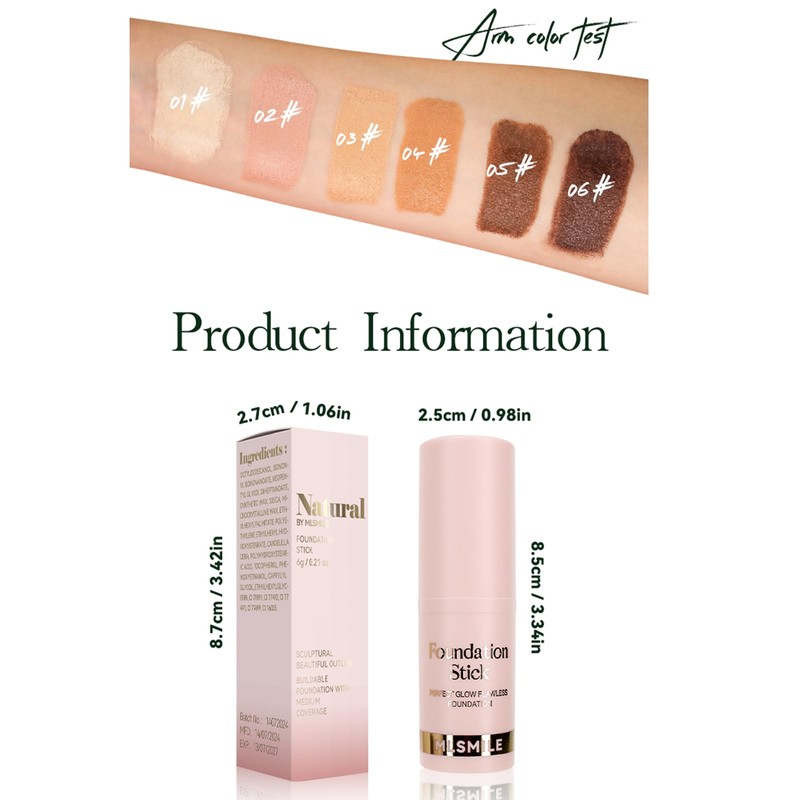 Riroenst 3 Count Matte Foundation Stick Makeup, Medium Coverage Buildable,